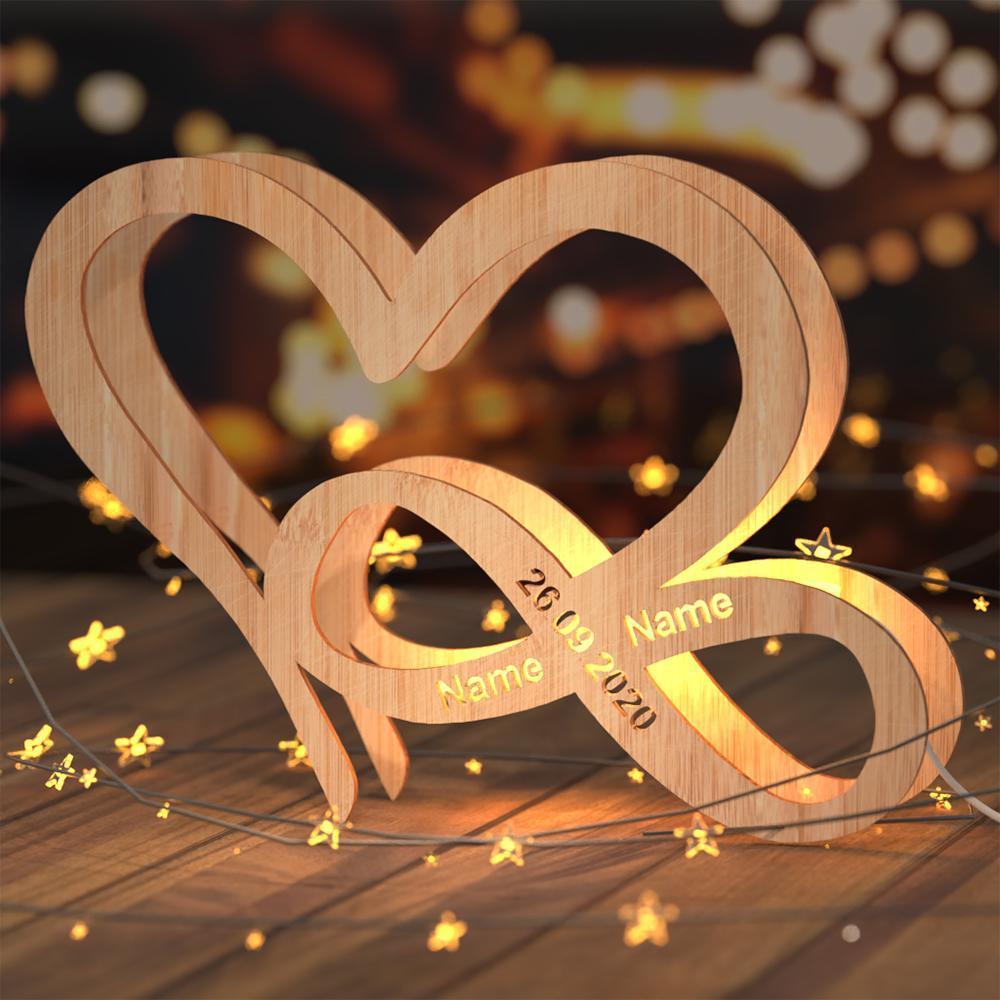 Regali Creativi In ​​legno A Forma Di Cuore Con Luce Notturna Incisa PersonalizzataLampada Personalizzata