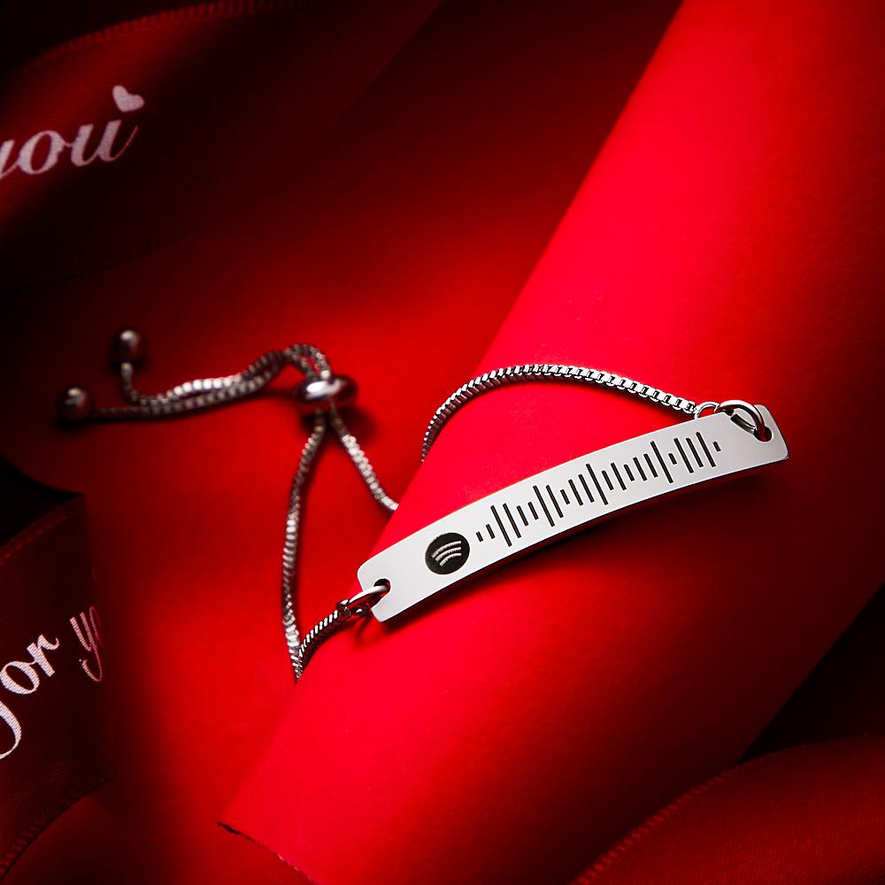 Bracciale Con Codice Spotify Scansionabile Bracciale Con Barra Incisa Regali Color Argento Per Fidanzata