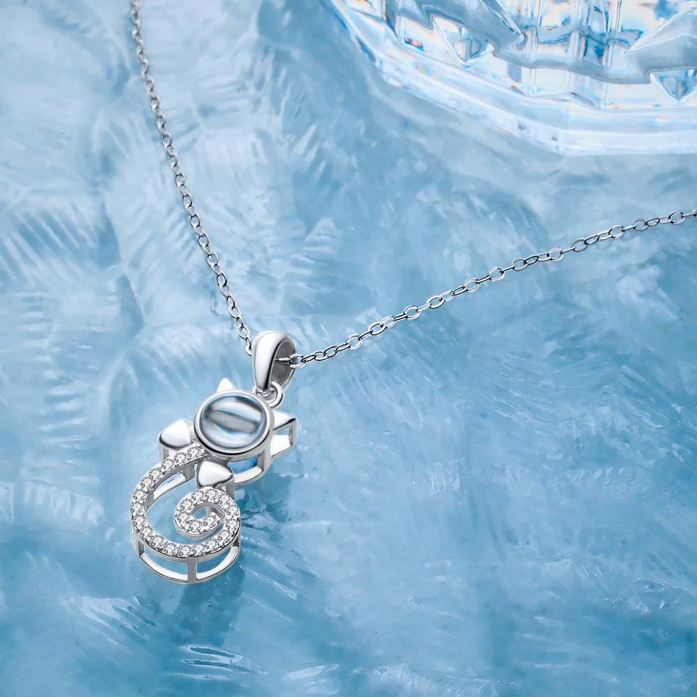 Proiezione Collana Foto Gatto, Collana Fidanzata Personalizzata, Proiezione Foto Clavicola - soufeelit