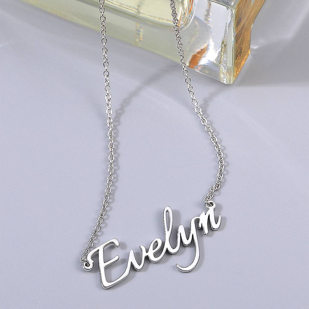 Collana con nome in argento sterling - Collana con catena con nome personalizzata - Collana con targhetta