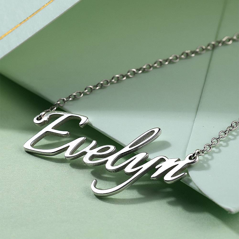 Collana con nome in argento sterling - Collana con catena con nome personalizzata - Collana con targhetta