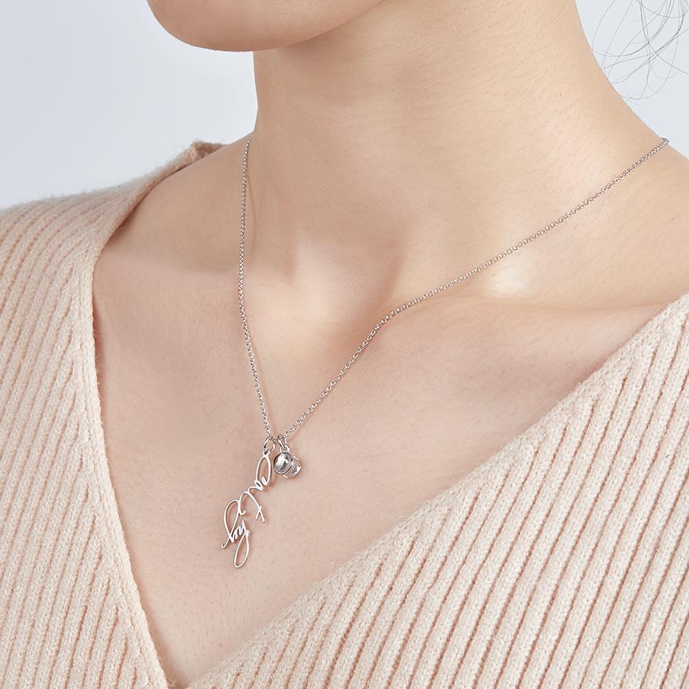 Collana Con Ciondolo Con Nome Personalizzato Per Proiezione Di Foto Personalizzata In Argento, Oro Rosa Ed Elegante Catena Stile Cavo - soufeelit