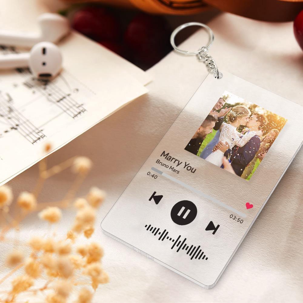 Scannable Spotify Code Plaque Keychain Music and Photo Acrylic, Song Keychain Gifts 2.1in*3.4in (5.4*8.6cm) - soufeelus