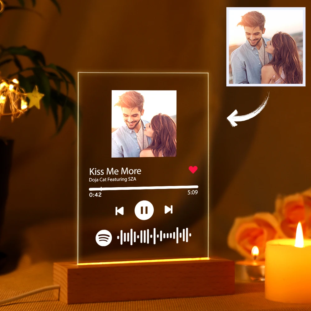 Personalizzato Spotify Glass Music Plaque Night Light Spotify Code Lamp Regalo Di Natale - soufeelit