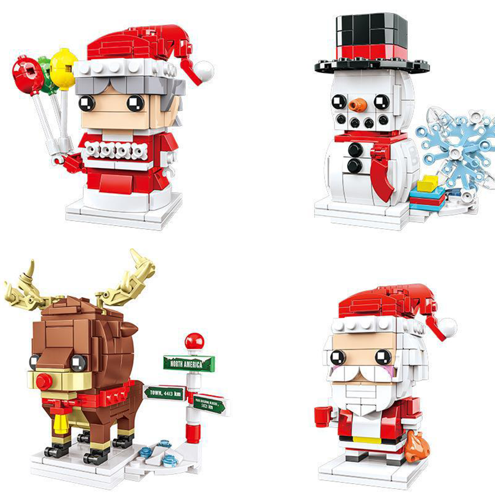 Boneco De Neve Pequena Partícula Brick Block Heads Quebra-cabeça Bloco De Construção Brinquedo Presentes De Natal - soufeelbr