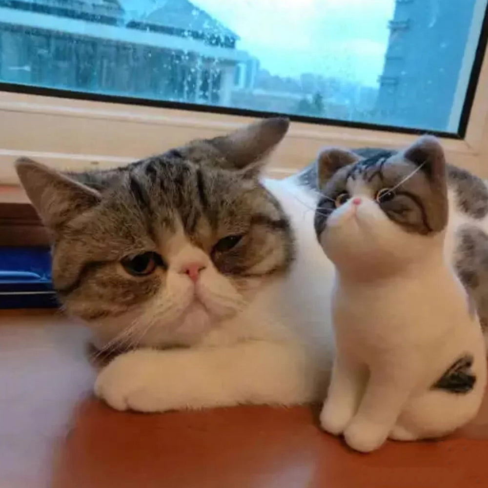 Corpo De Gato De Feltro Feito À Mão Com Agulha De Lã Personalizada, Presente Para Amantes De Gatos, Presente De Memoriais Para Gatos Com Caixa De Presente Grátis - soufeelbr