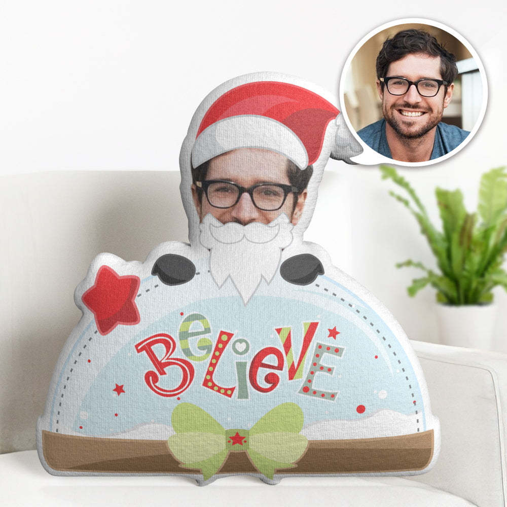 Almofada De Rosto Personalizada Para Presente De Natal Acredite No Papai Noel Boneca Minime De Natal - soufeelbr
