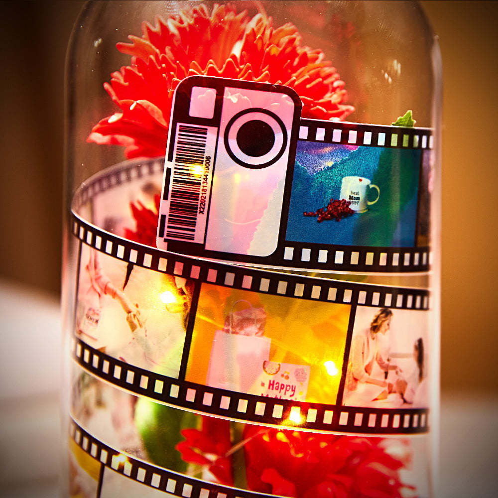 Flor De Cravo Personalizada Em Vidro Lâmpada Led Álbum De Fotos Com Filme Base Preta Presente Para O Dia Das Mães - soufeelbr