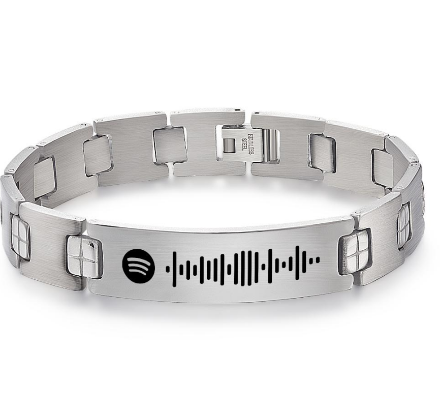 Pulseira Personalizada Cusãom Scannable sãotify Code Man's Bracelet Music Gift