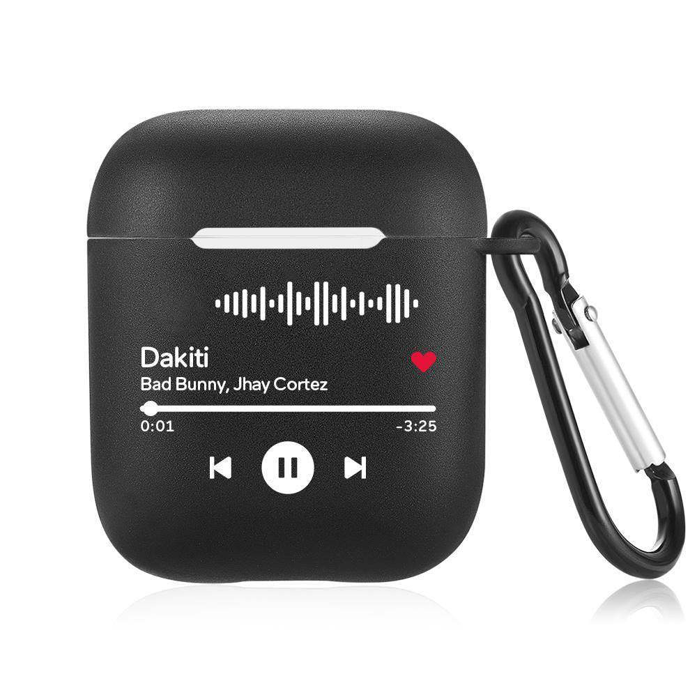 Estojo personalizado para Airpods de código de música digitalizável, estojo personalizado gravado para Airpods de música preto