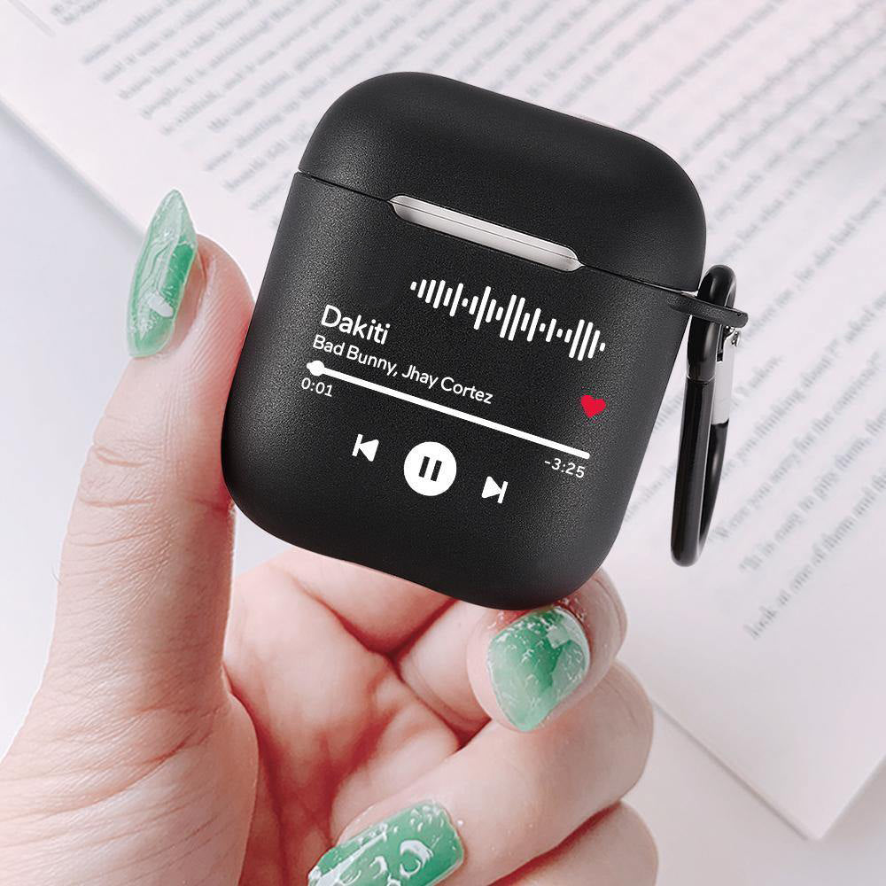 Estojo personalizado para Airpods de código de música digitalizável, estojo personalizado gravado para Airpods de música preto