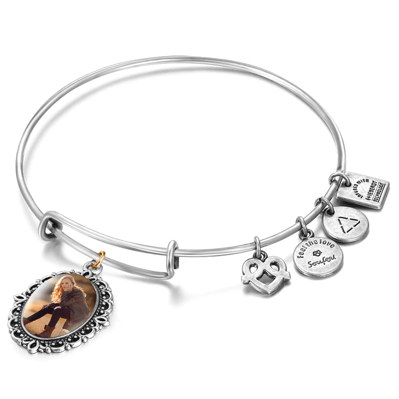 Pulseira Personalizada Oval Pulseira com Berloque de Foto