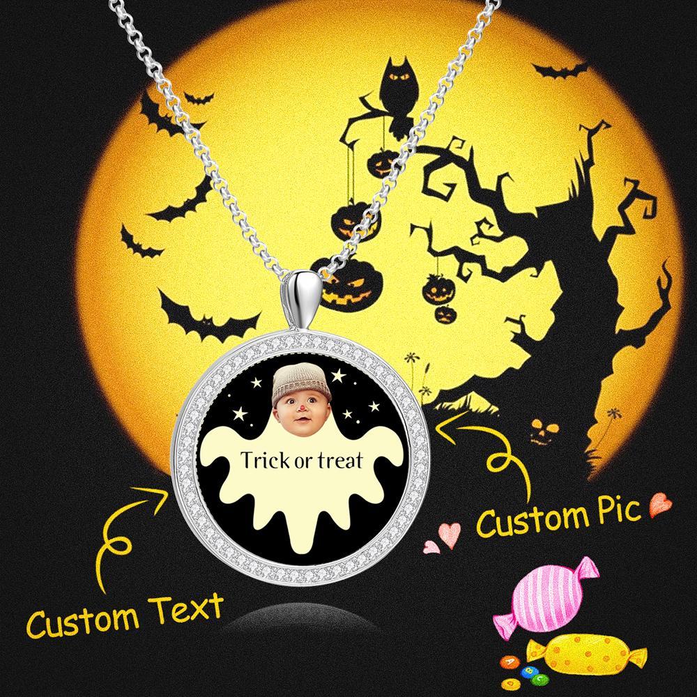 Colar De Texto Personalizado Com Foto De Rosto Personalizado E Presente De Dia Das Bruxas