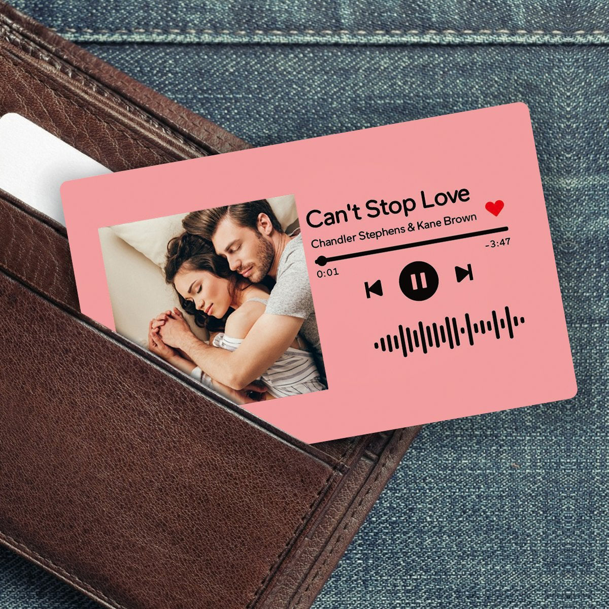 Carteira digital digitalizável personalizada com cartão de inserção de cartão de presente para ele