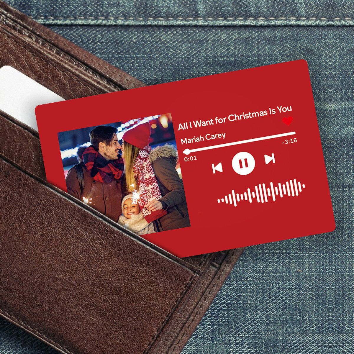 Cartão de inserção de carteira de fotos com código de música digitalizável personalizado