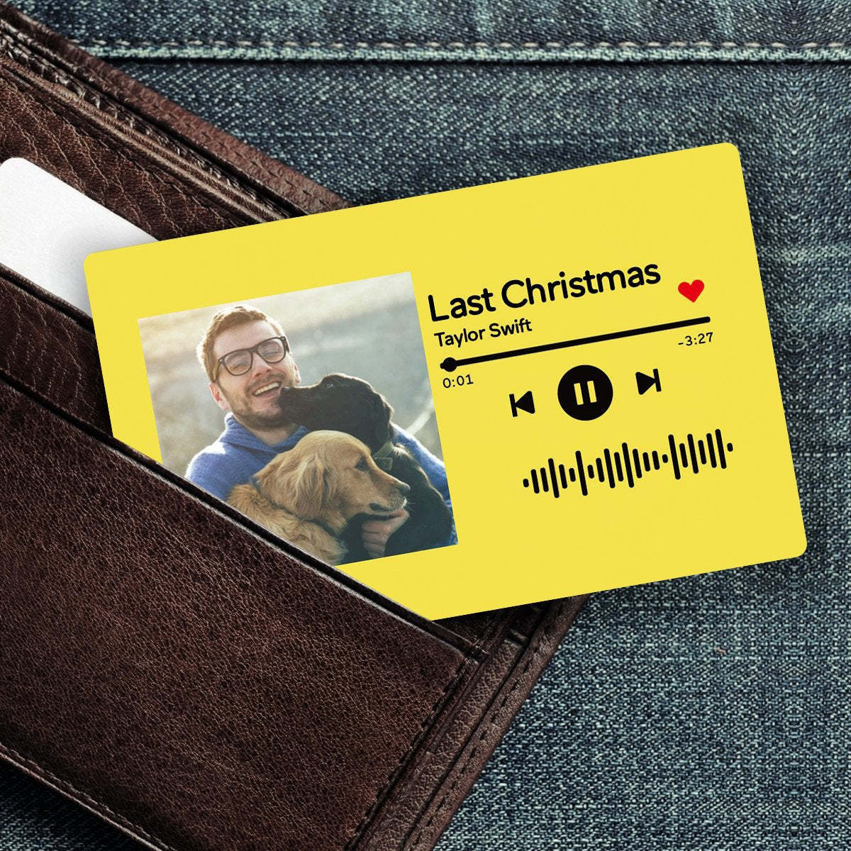 Cartão de inserção de carteira com foto de código de música digitalizável personalizado amarelo