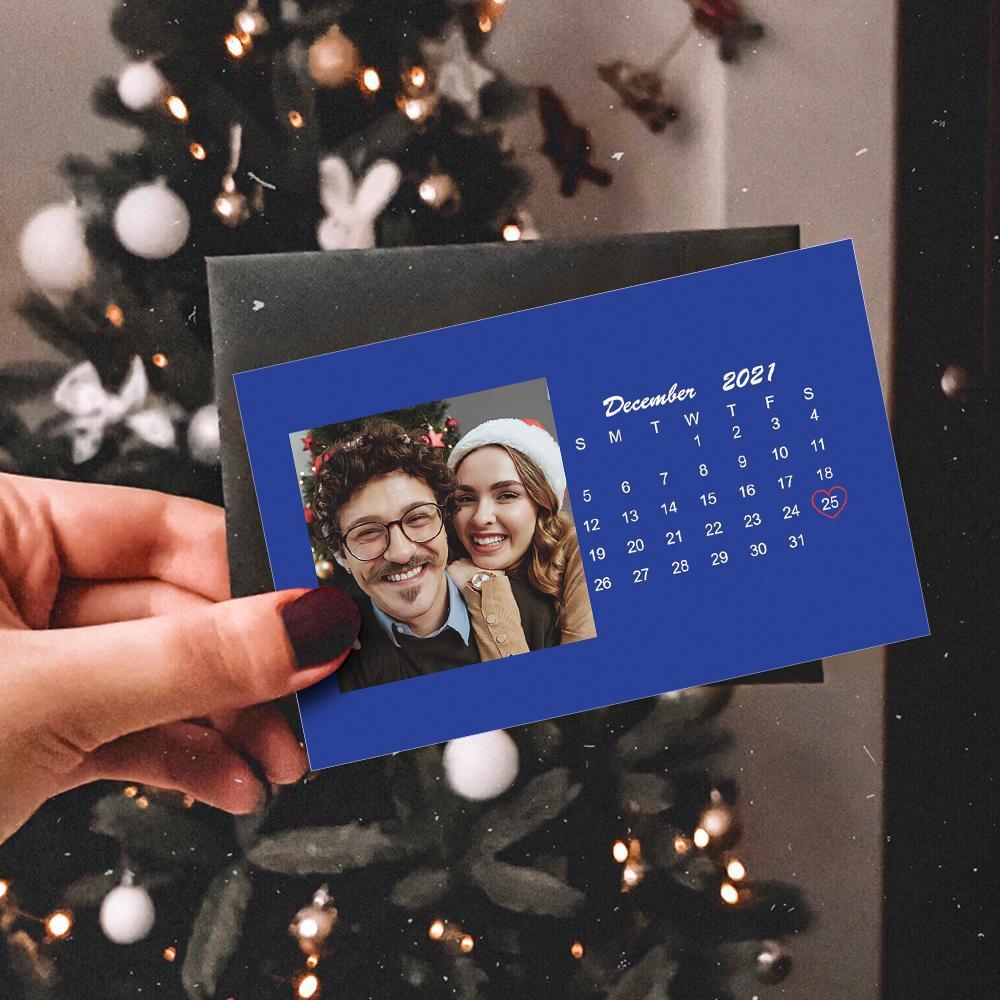 Custom Wallet Card Photo Calendar Card Engraved Wallet Card Blue