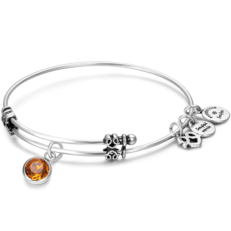 Pulseira Personalizada Novembro Pedras Zodiacais Pulseira com Berloque Banhado a Prata