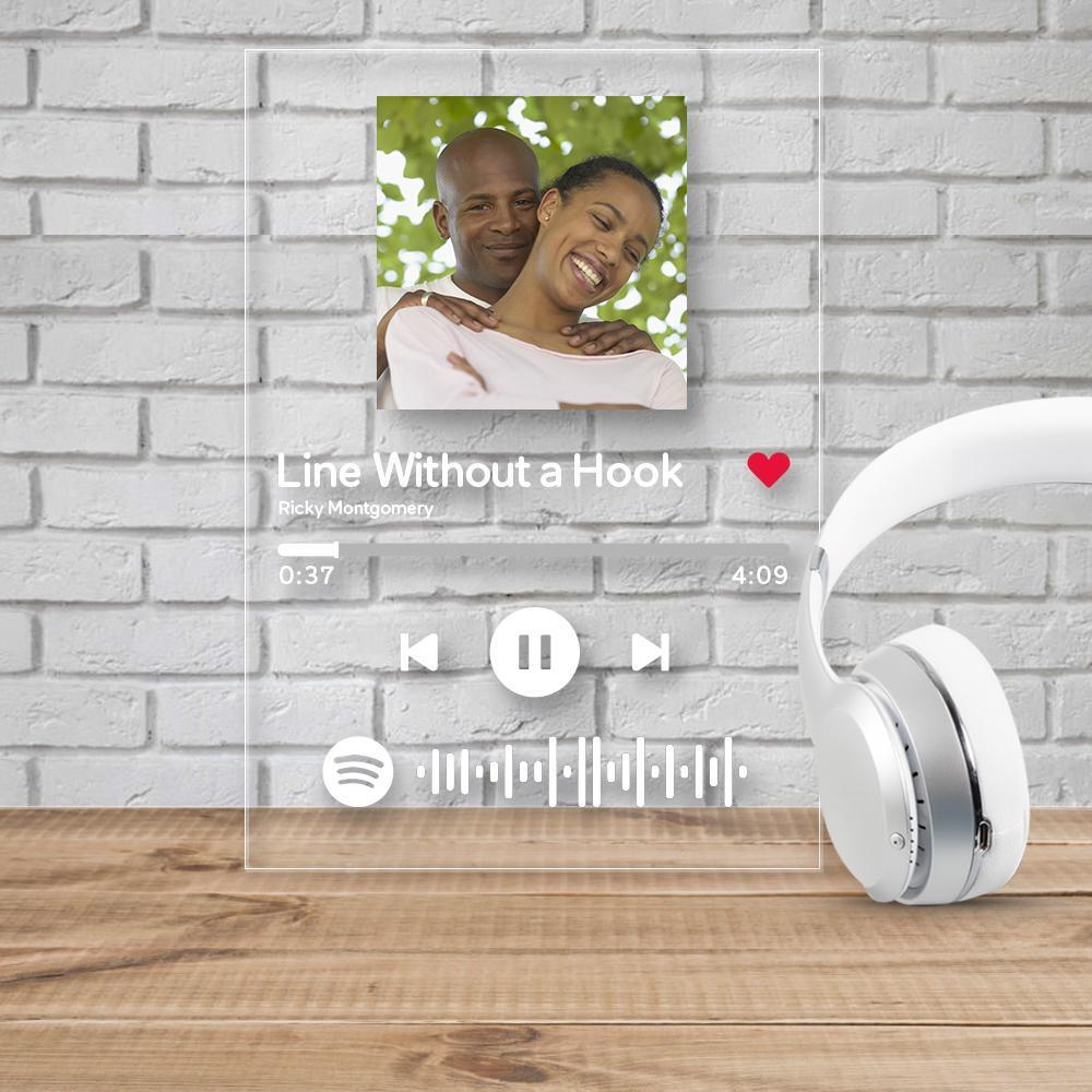 Lâmpada de código Spotify customizada digitalizável Placa de música acrílica Luz noturna Presente romântico de dia dos namorados