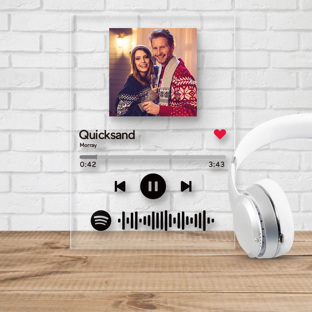 Placa Personalizada Spotify Digitalizável Música Spotify Glass Art Com Suporte De Madeira