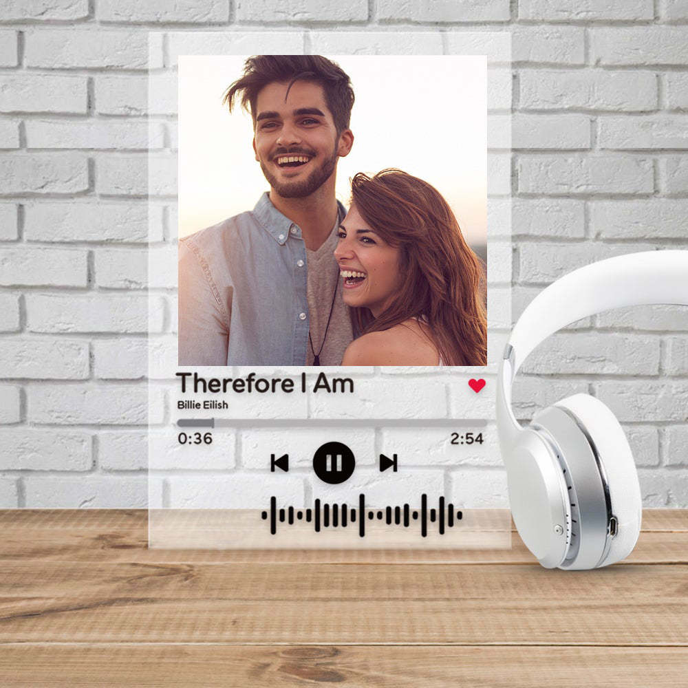 Placa de música acrílica de código de música personalizada escaneável presentes para casal-4,7*7 polegadas