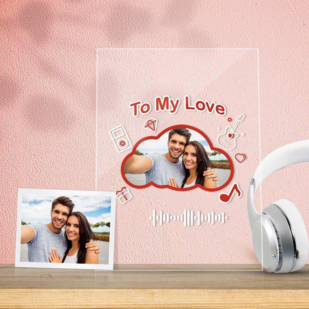 Placa de música em acrílico personalizada digitalizável em forma de nuvem para presente de confissão de casal