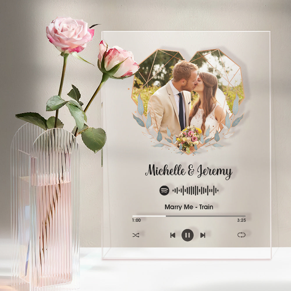 Chaveiro De Música Em Acrílico Personalizado Spotify E Foto Em Forma De Coração De Luz Noturna Do Seu Próprio Presente Para Casal - soufeelbr