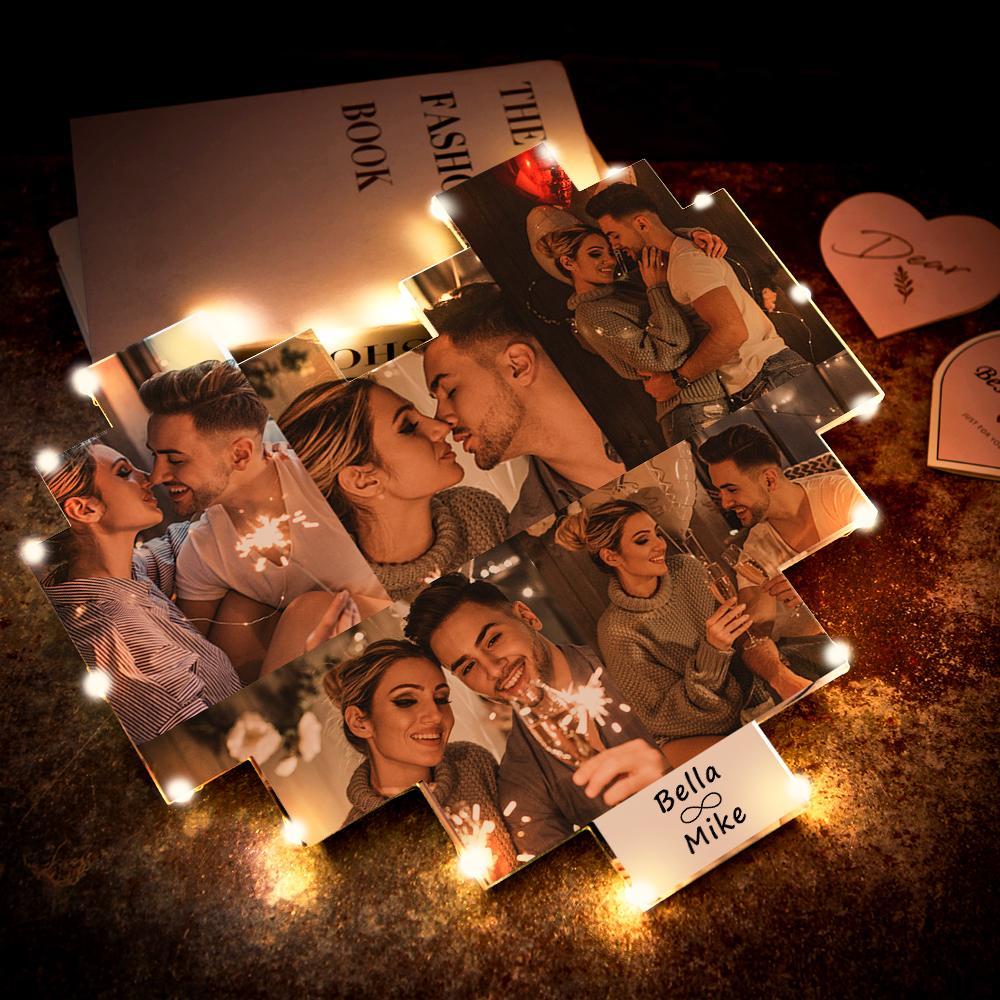 Lâmpada de foto de coração personalizada para decoração de parede álbum personalizado presente para o dia dos namorados