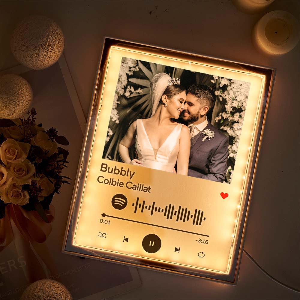 Código Spotify Personalizado Digitalizável Luz Noturna Espelho Música Presentes De Casamento - soufeelbr