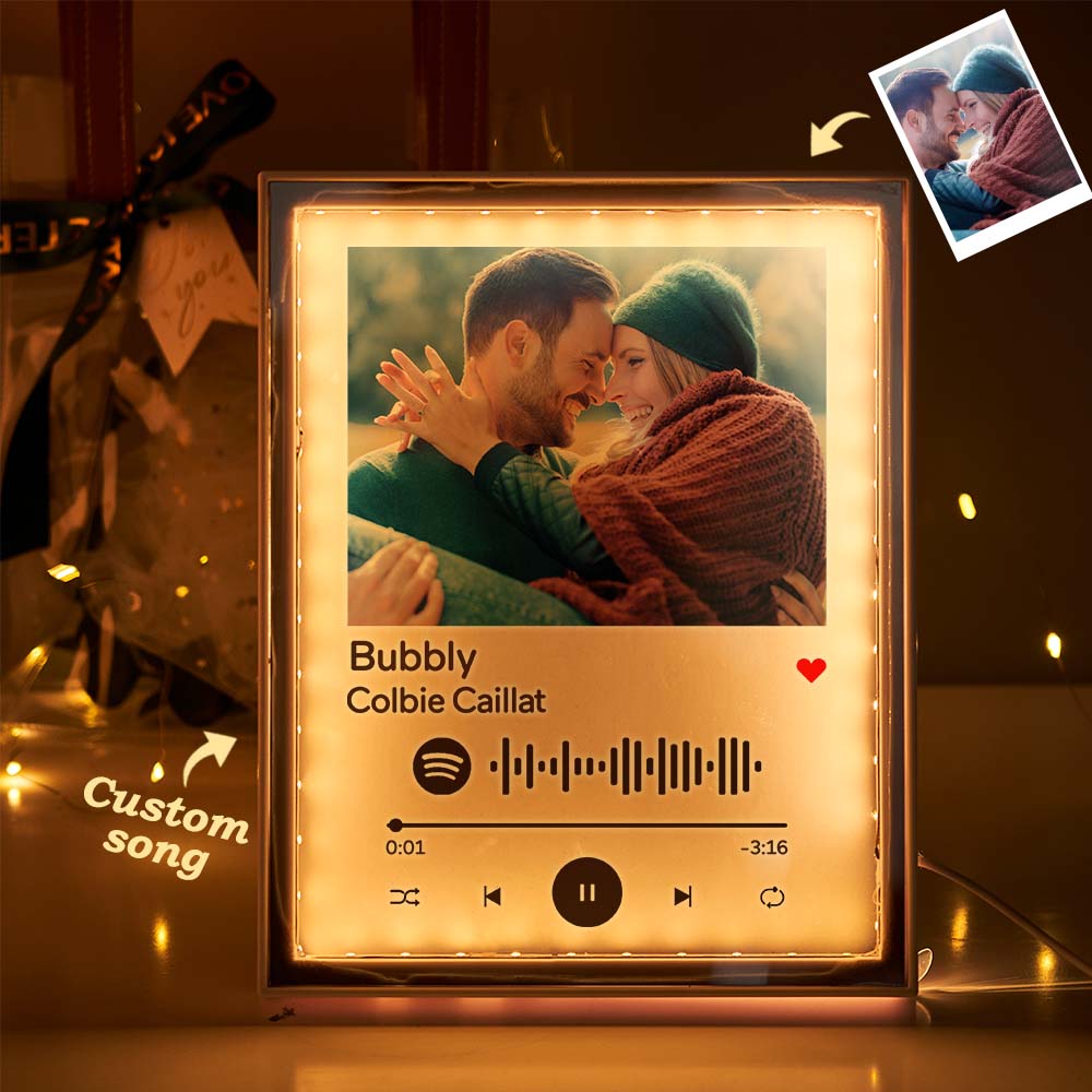 Presentes Para Casa De Música Espelho Luz Noturna Com Código Spotify Personalizado Escaneável - soufeelbr