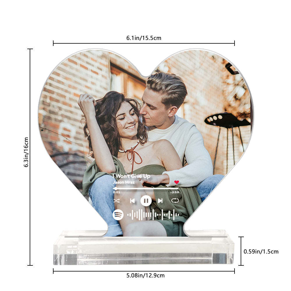 Placa De Acrílico Com Foto Personalizada Código Spotify Em Forma De Coração Presente Para Casais - soufeelbr