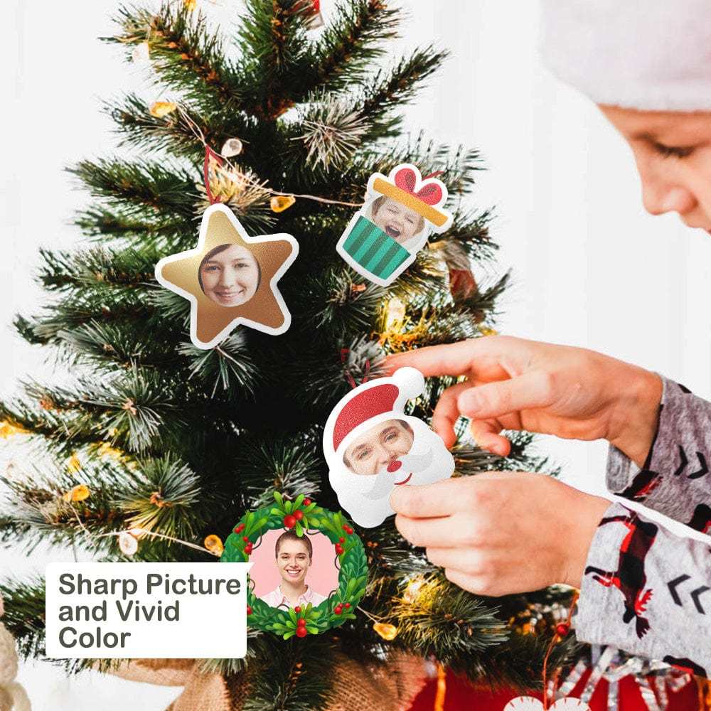 Presentes Surpresa De Natal Decorações Para Pendurar Com Fotos De Natal Caixa Cega Enfeites De Natal Com Rosto Personalizado Para Pendurar - soufeelbr