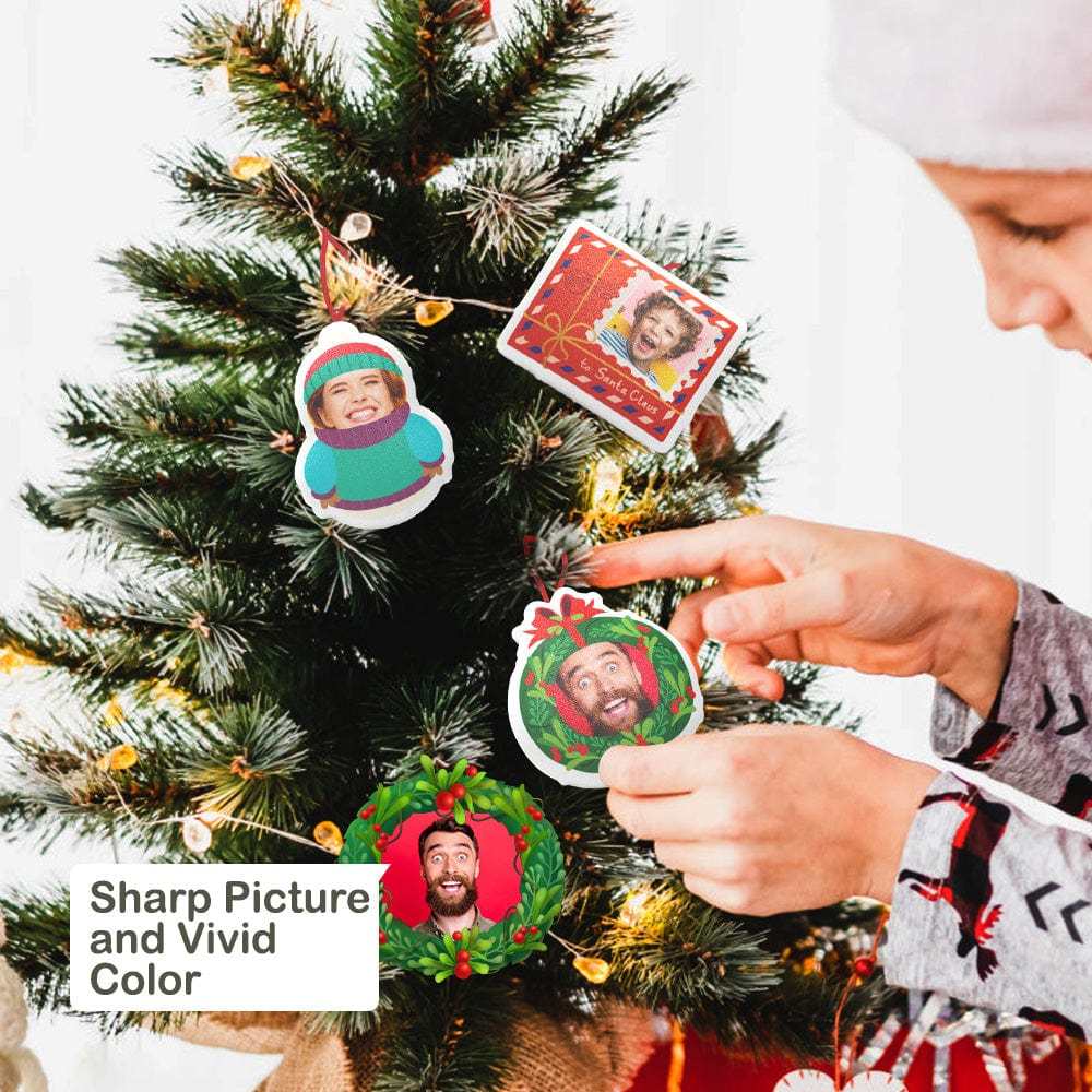 Presentes Surpresa De Natal Decorações Para Pendurar Com Fotos De Natal Caixa Cega Enfeites De Natal Com Rosto Personalizado Para Pendurar - soufeelbr