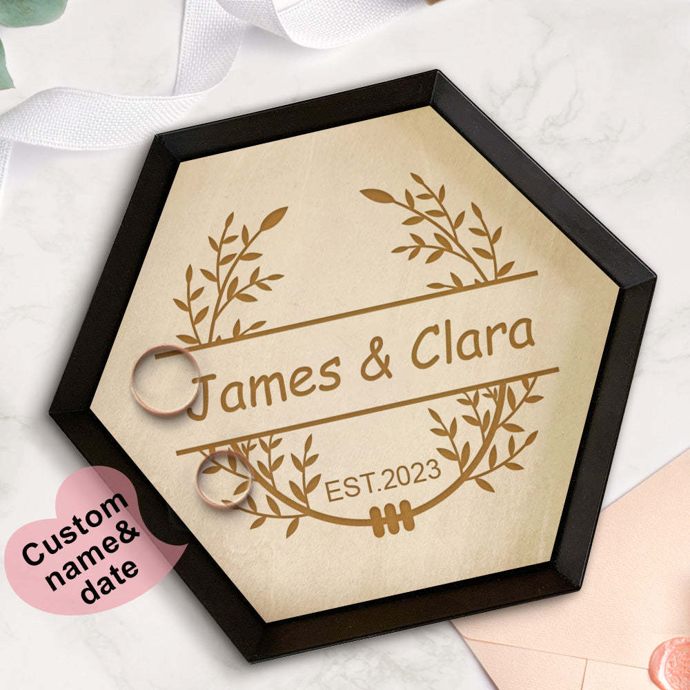 Bandeja De Joias De Madeira Personalizada Porta Joias De Noivado Porta-anel Prato Decoração Para Casa Presente - soufeelbr
