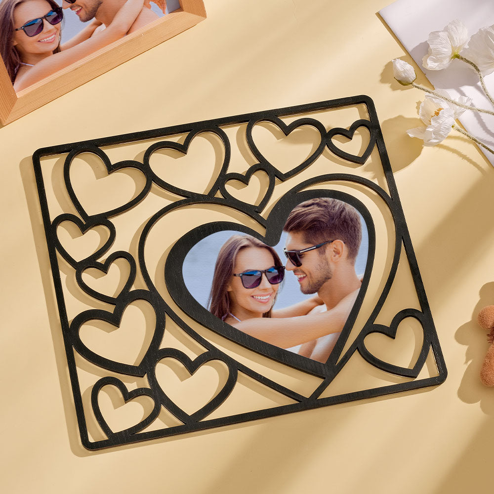 Moldura De Foto Personalizada Em Forma De Coração Madeira Acrílica Decoração De Foto Presente De Aniversário Para Amante - soufeelbr