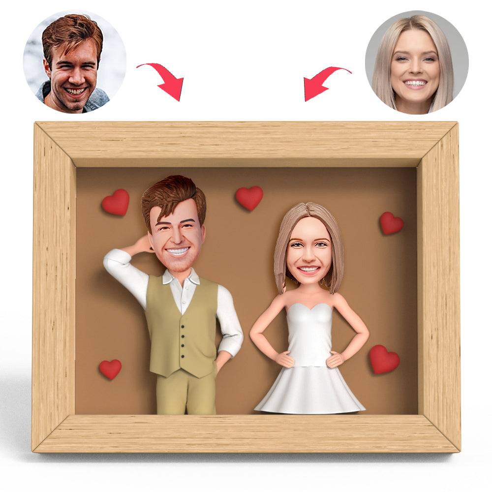 Presente Do Dia Dos Namorados Casamento Vestido Japonês Figura De Argila Presente Com Moldura - soufeelbr