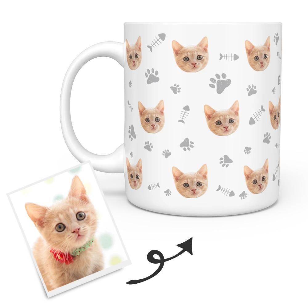 Caneca com Foto Personalizada de Gato - Caneca de Café Personalizada de Gato - Põe o Rosto do Gato Sobre a Caneca