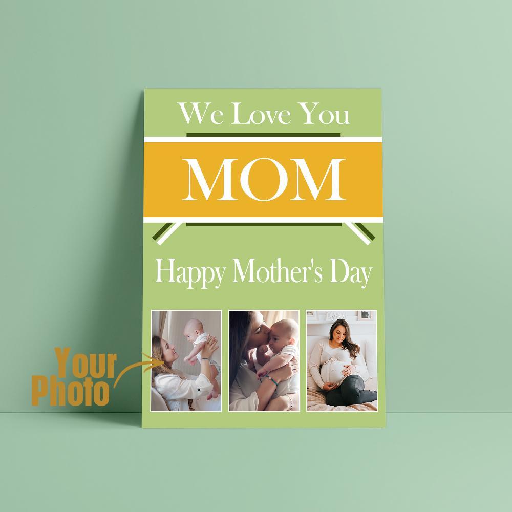 Cartão De Felicitações Personalizado Com 3 Fotos De Presente Especial Para O Dia Das Mães - soufeelbr