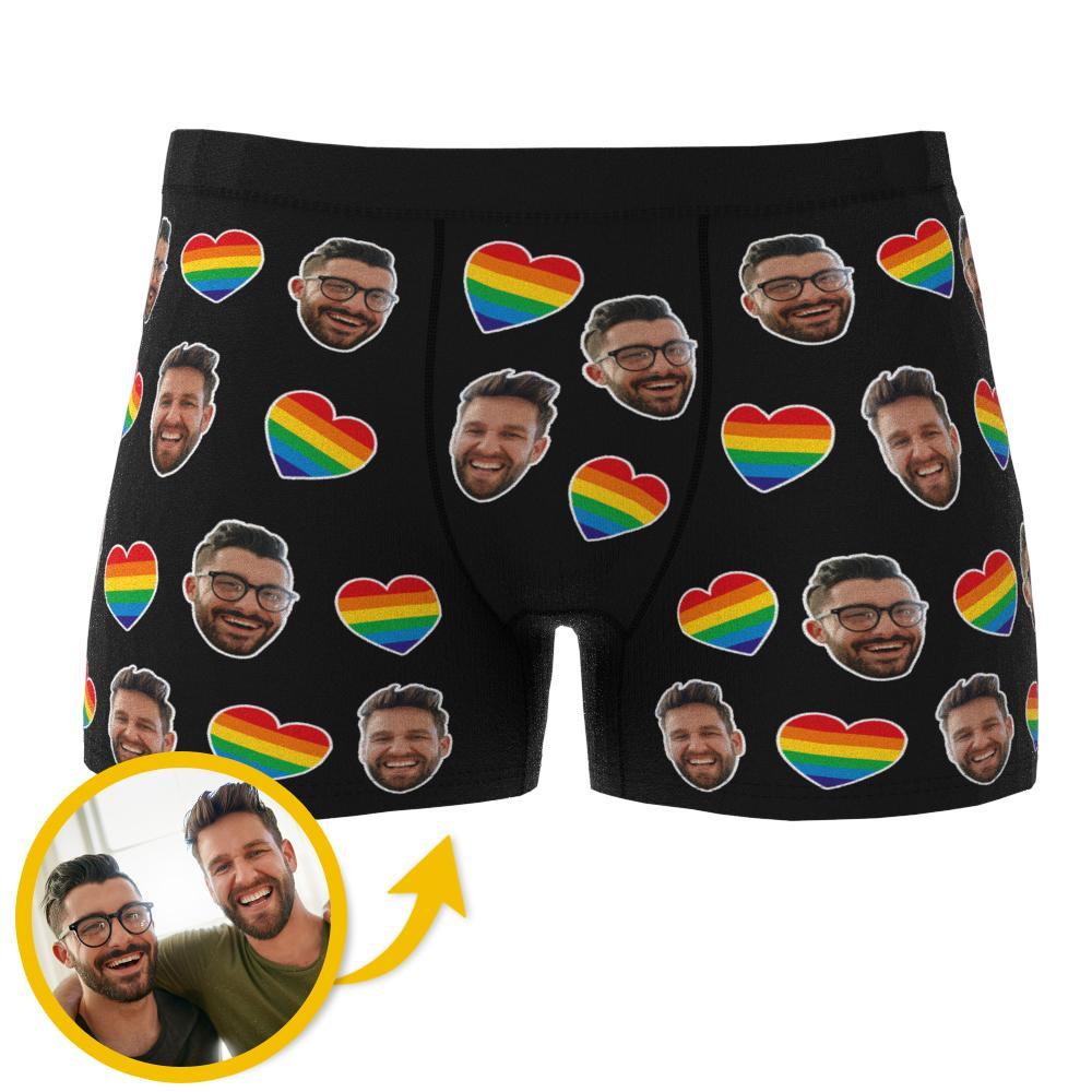 Cueca Boxer Com Foto Personalizada Presente De Aniversário De Casal Gay Lgbt Personalizada