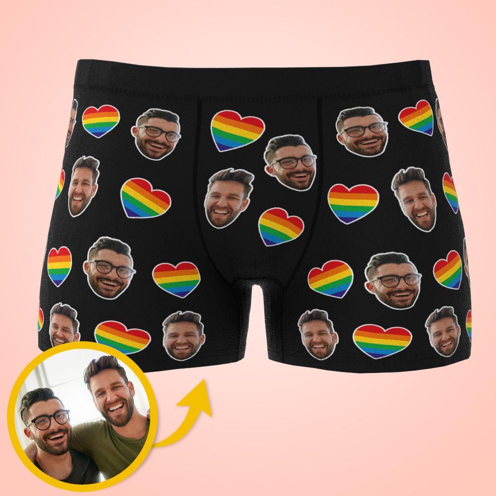 Cueca Boxer Com Foto Personalizada Presente De Aniversário De Casal Gay Lgbt Personalizada