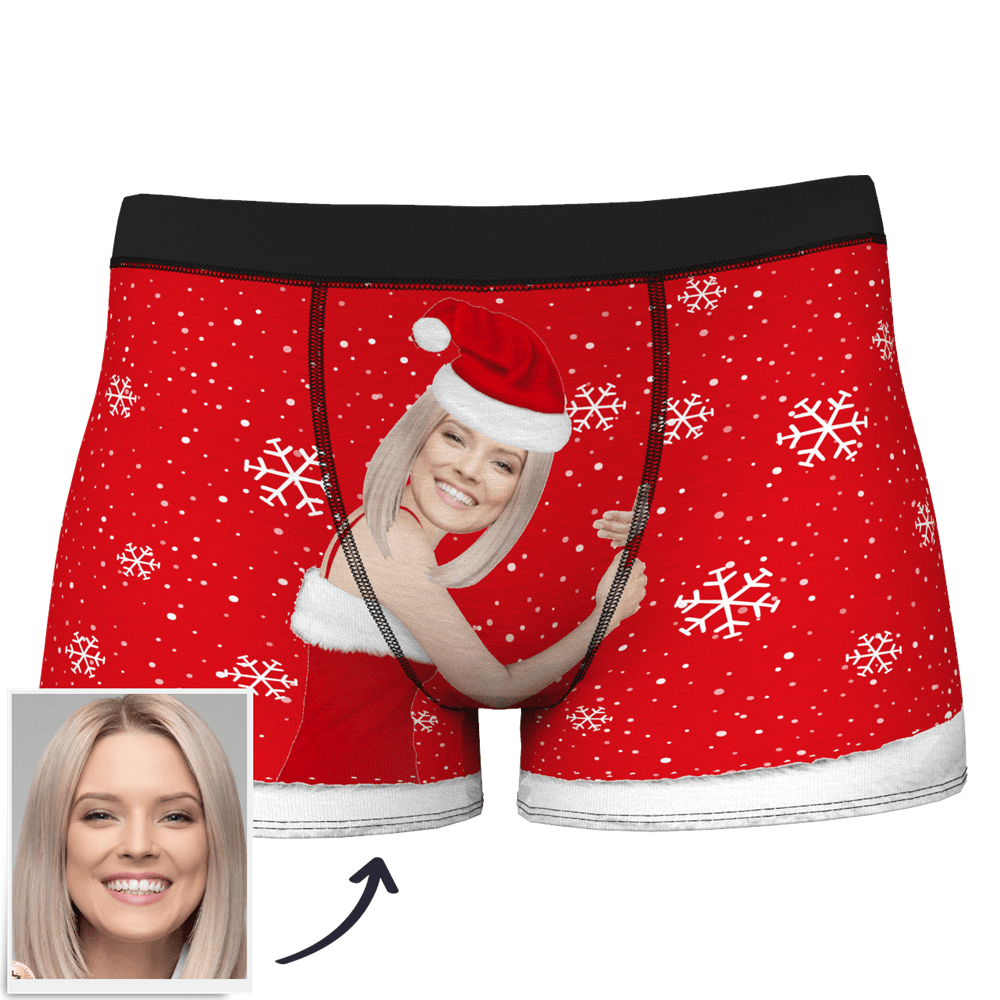 Idéias Para Presentes De Natal, Cuecas Personalizadas De Natal Masculinas Com Rosto No Corpo, Boxers