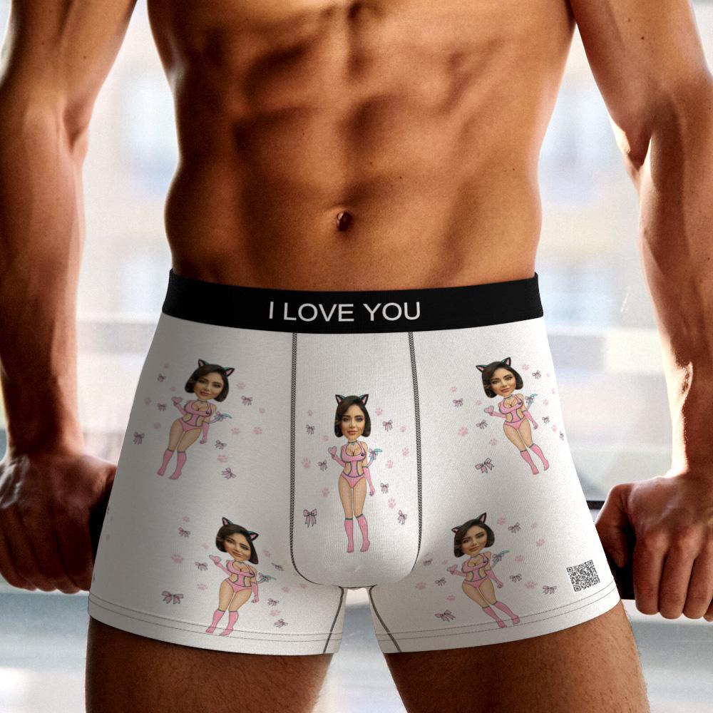 Cueca Boxer Com Foto Personalizada, Mulher-gato, Roupa Íntima Masculina, Presente Para Namorado, Ar View, Presente De Dia Dos Namorados - soufeelbr