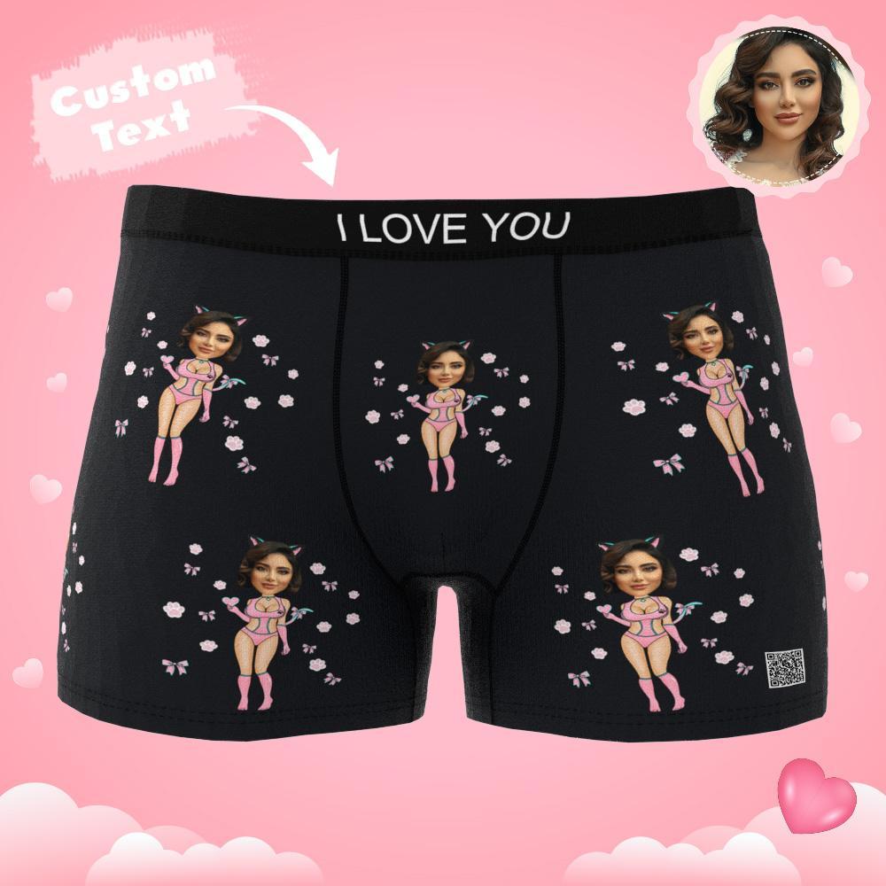 Cueca Boxer Com Foto Personalizada, Mulher-gato, Roupa Íntima Masculina, Presente Para Namorado, Ar View, Presente De Dia Dos Namorados - soufeelbr