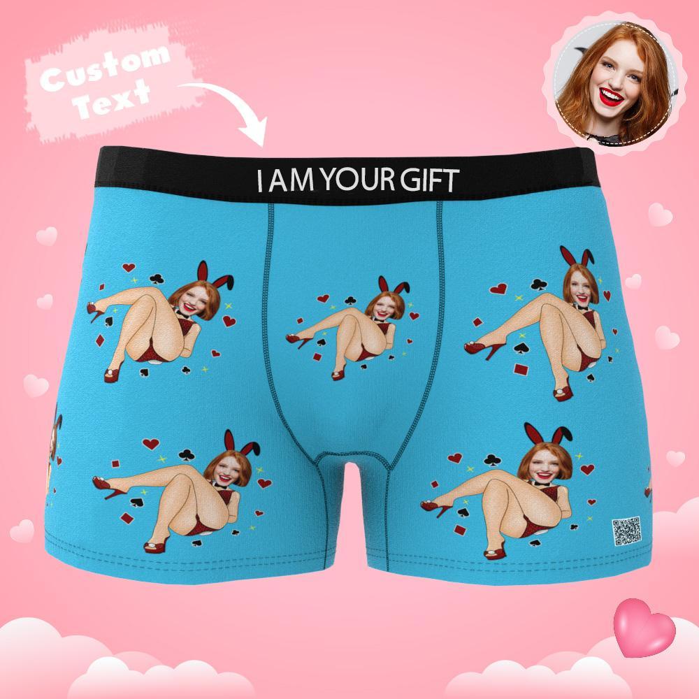 Cueca Boxer Com Foto Personalizada Bunny Girl Cueca Masculina Presente Para Namorado Ar View Presente De Dia Dos Namorados - soufeelbr