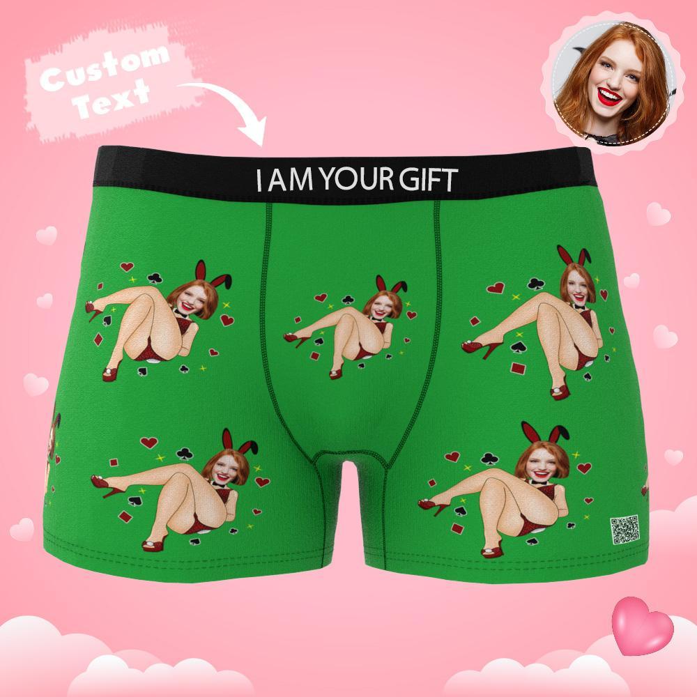 Cueca Boxer Com Foto Personalizada Bunny Girl Cueca Masculina Presente Para Namorado Ar View Presente De Dia Dos Namorados - soufeelbr