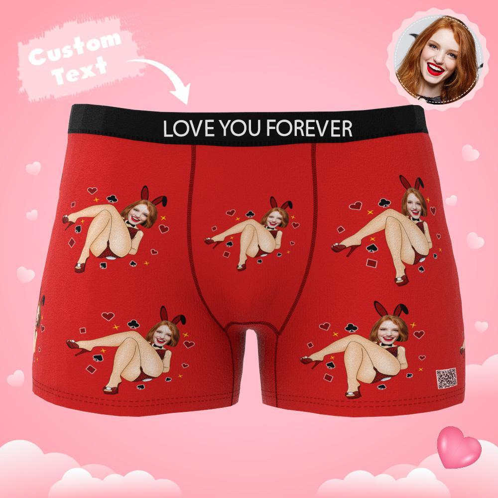 Cueca Boxer Com Foto Personalizada Bunny Girl Cueca Masculina Presente Para Namorado Ar View Presente De Dia Dos Namorados - soufeelbr