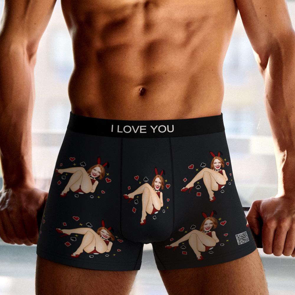 Cueca Boxer Com Foto Personalizada Bunny Girl Cueca Masculina Presente Para Namorado Ar View Presente De Dia Dos Namorados - soufeelbr