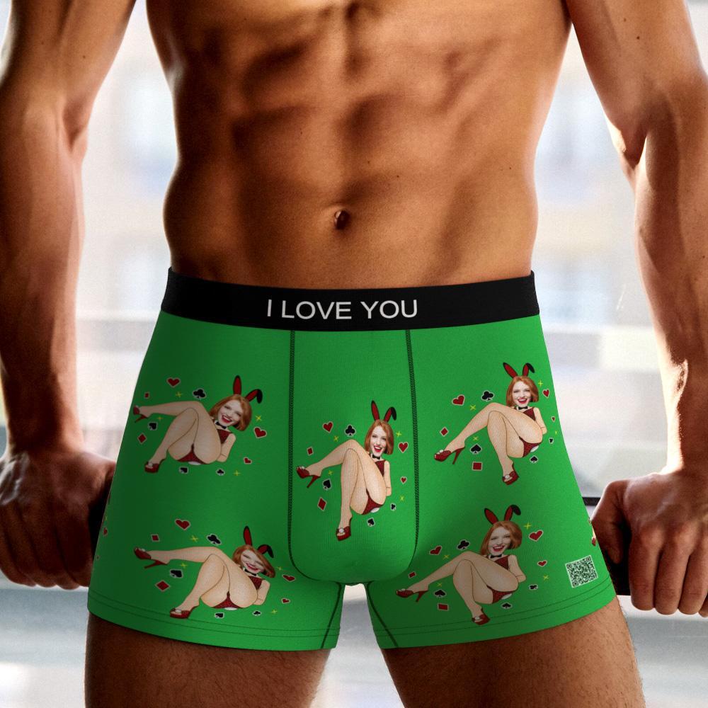 Cueca Boxer Com Foto Personalizada Bunny Girl Cueca Masculina Presente Para Namorado Ar View Presente De Dia Dos Namorados - soufeelbr