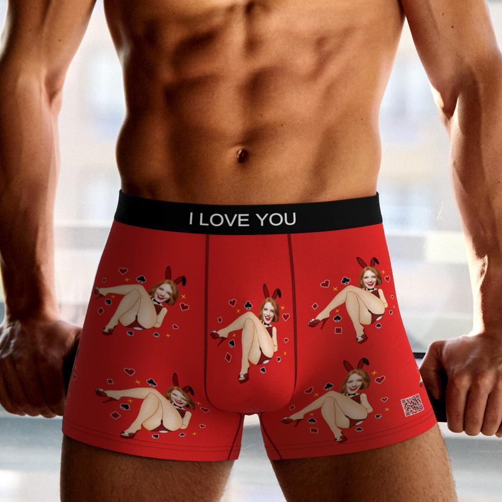 Cueca Boxer Com Foto Personalizada Bunny Girl Cueca Masculina Presente Para Namorado Ar View Presente De Dia Dos Namorados - soufeelbr