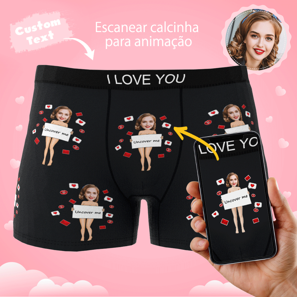 Cueca Boxer Com Foto Personalizada Uncover Me Cueca Masculina Presente Para Namorado Ar View Presente De Dia Dos Namorados